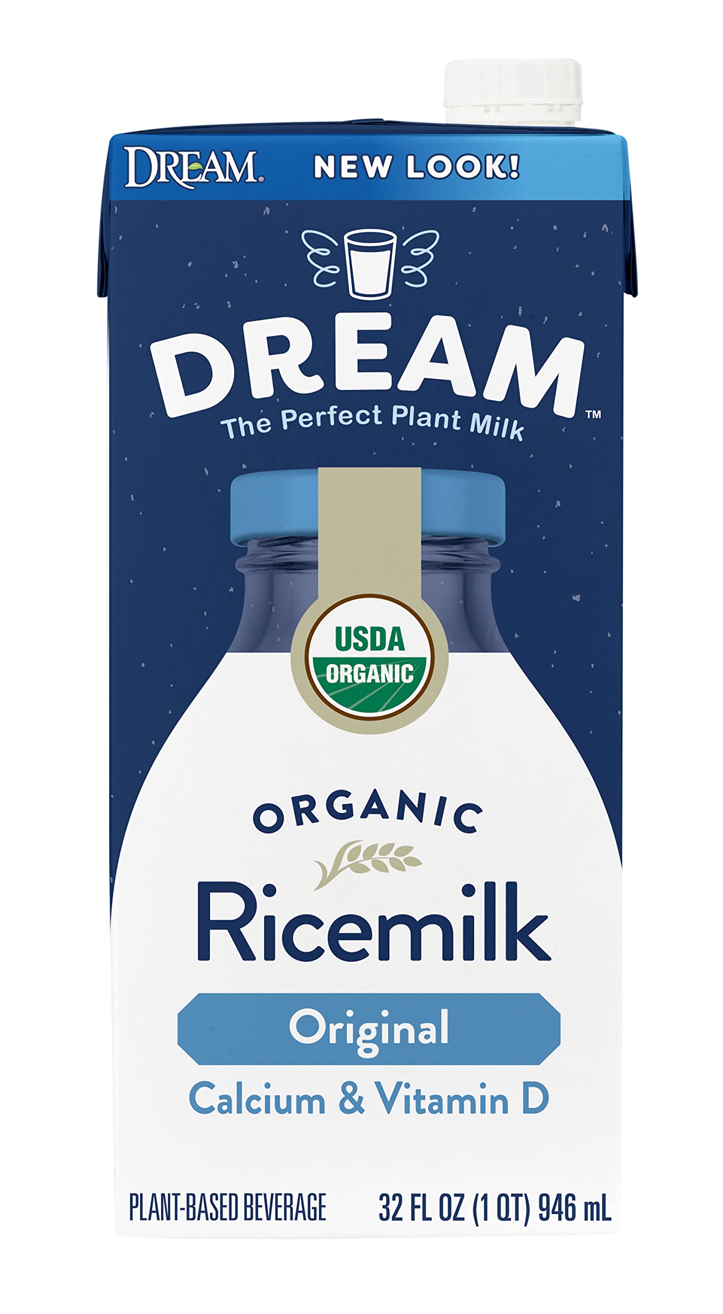 Rice Dream Organic Rice Milk Drink, Enriched Original, Calcium & Vitamin D, Vegan Dairy Alternative, Lactose Free, Shelf Stable,