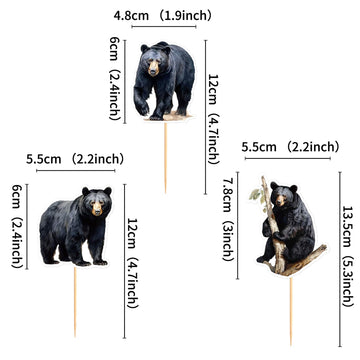 Ercadio 24 Pack Black Bear Cupcake Toppers Black Bear Cupcake Picks Animal Cupcake Picks Bear Birthday Cupcake Decorations For B