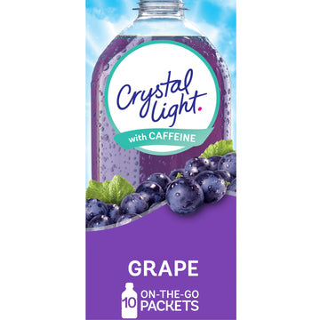 Crystal Light Grape Powdered Drink Mix with Caffeine, 10 On-the-Go Packets, 1.1 oz