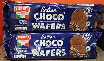 Bentons European Cookies Italian CHOCO Wafers 5.08oz 144g (Two Bags)