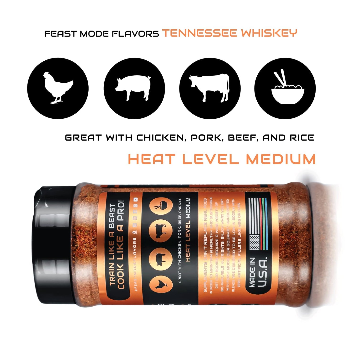 Feast Mode Flavors Tennessee spirit-inspired flavor Seasoning, Smoky Chipotle Spice Blend, Low Sodium, 10oz, Black