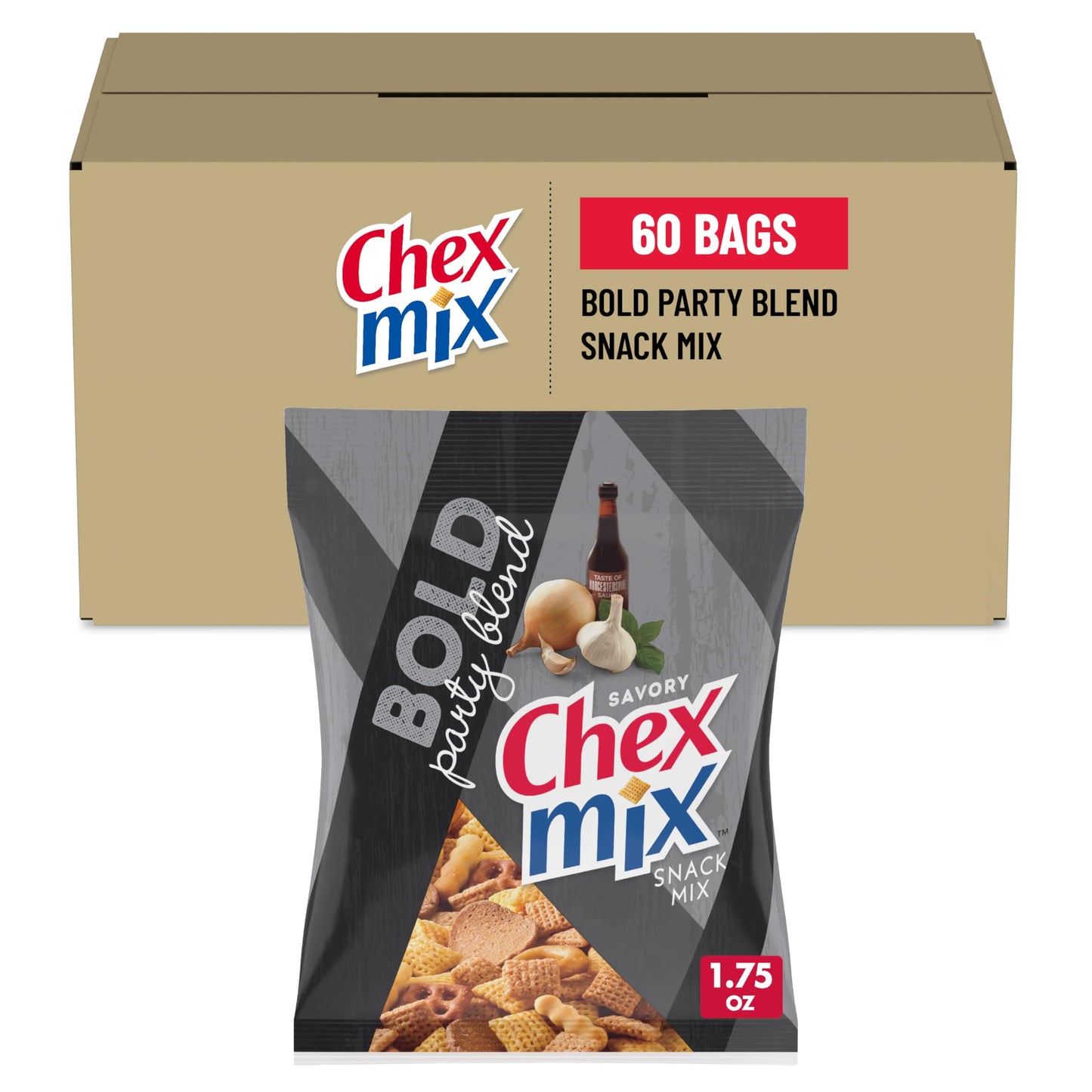 Chex Mix Bold Party Blend Snack Mix, 1.75 Oz (Pack of 60), Model 13910