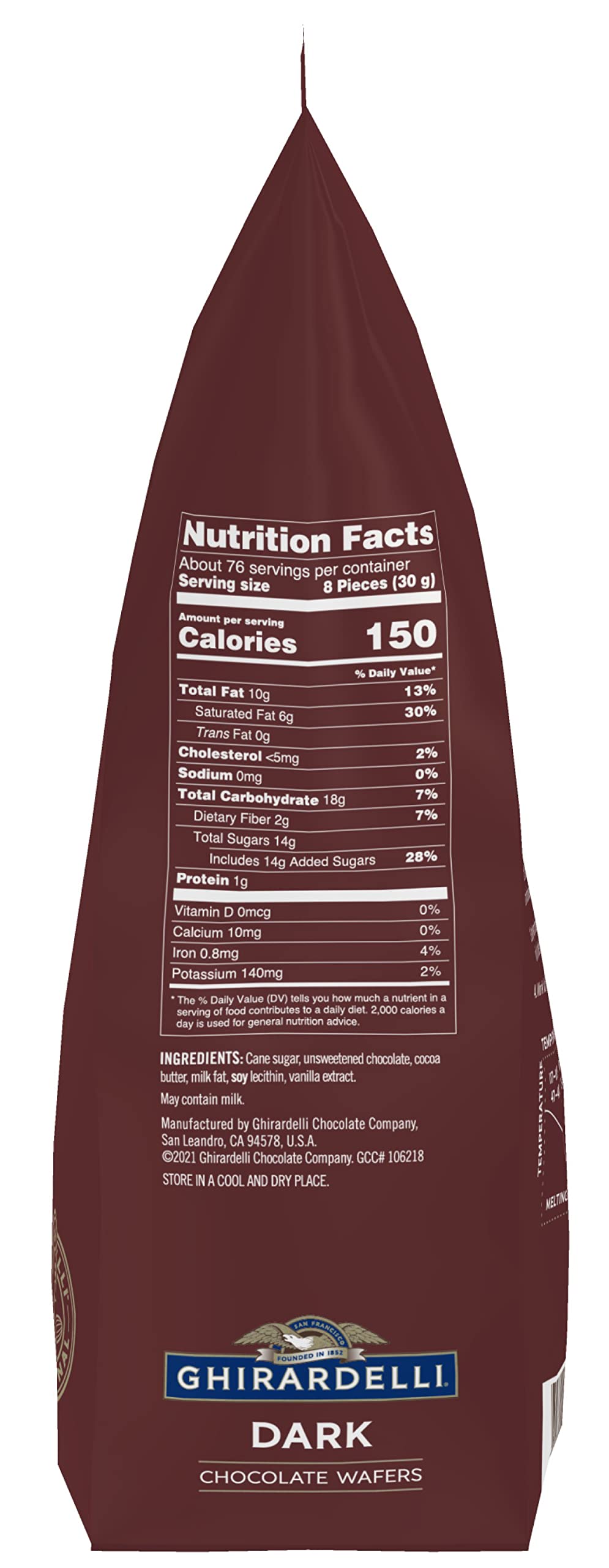Ghirardelli Dark Chocolate Wafers, 120 Count Per Lb, 5Lb Bag With Ghirardelli Stamped Barista Spoon