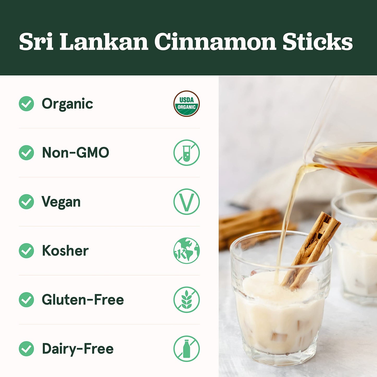 Sb Organics Ceylon Cinnamon Sticks - 8 Oz Bag Of Organic Alba Grade Non-Gmo Vegan Kosher True Cinnamon Stick From Sri Lanka - Fr