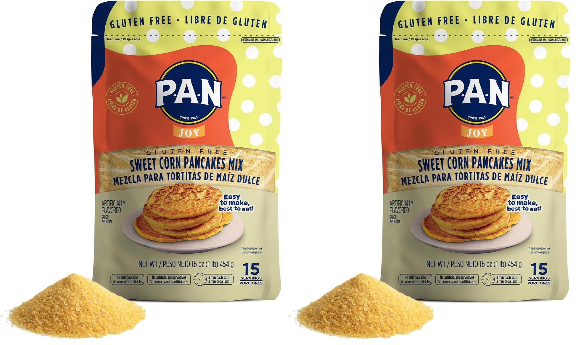 P.A.N Sweet Corn Pancakes Mix - Gluten Free Easy to Prepare 1 lb (Pack of 2)