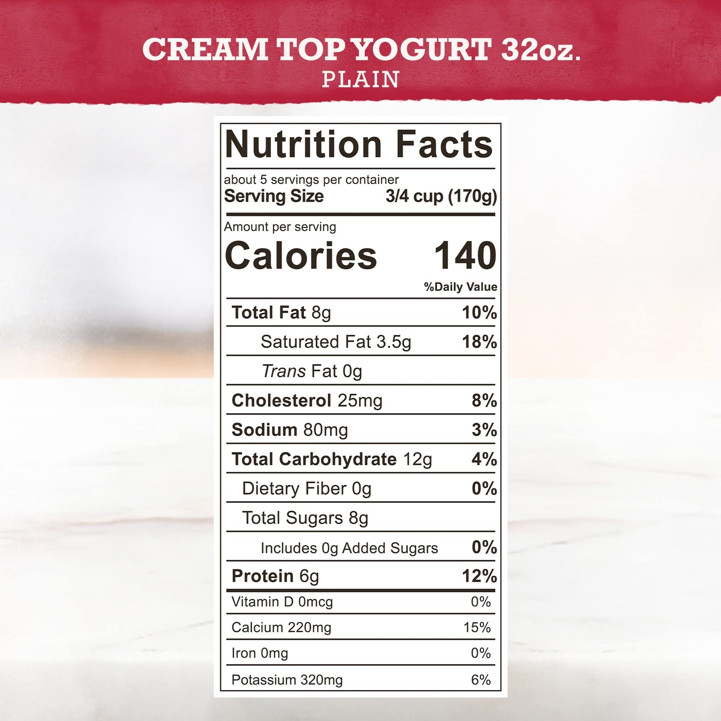 Brown Cow Cream Top Plain Whole Milk Yogurt, 32 oz. Carton - Creamy, Delicious Yogurt
