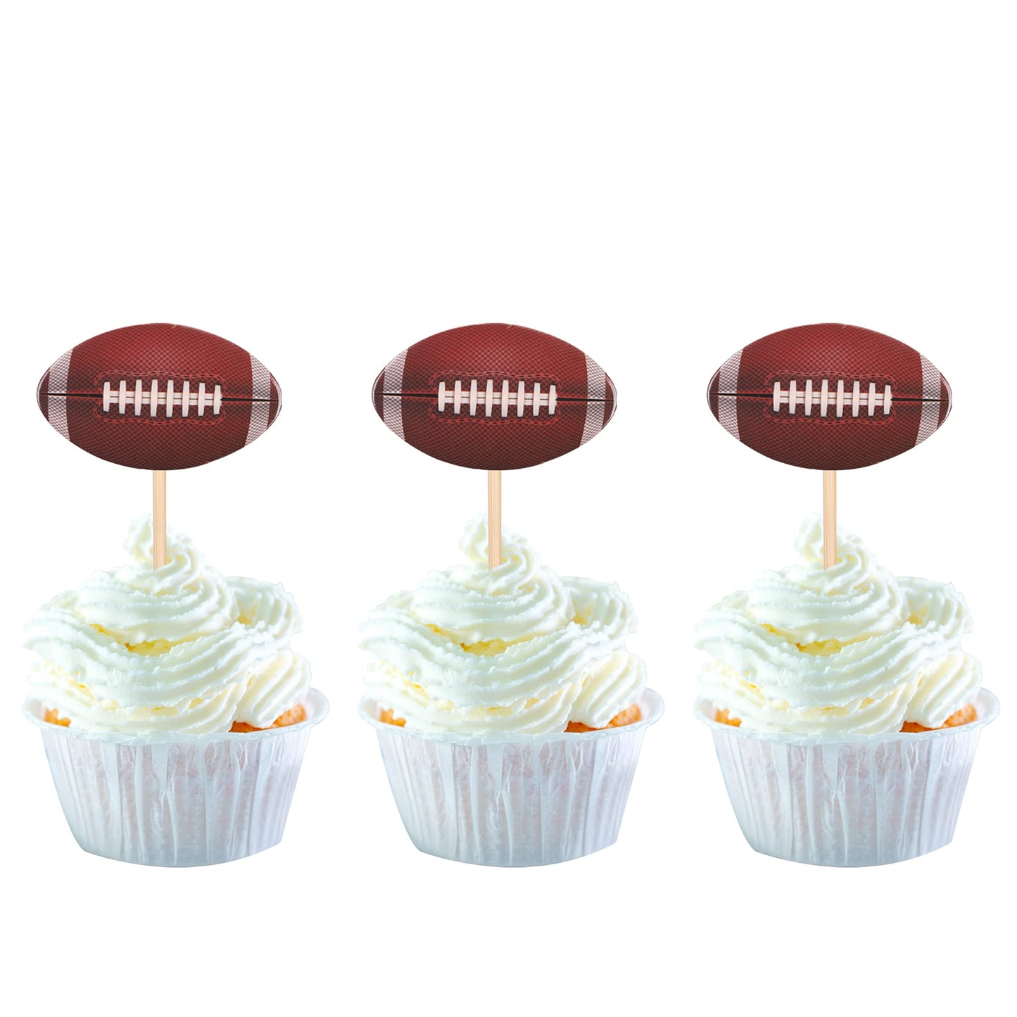 YCTHUNFISH 24 Pack American Football Cupcake Toppers for Rugby Theme Baby Shower Kids Birthday Party Decorations