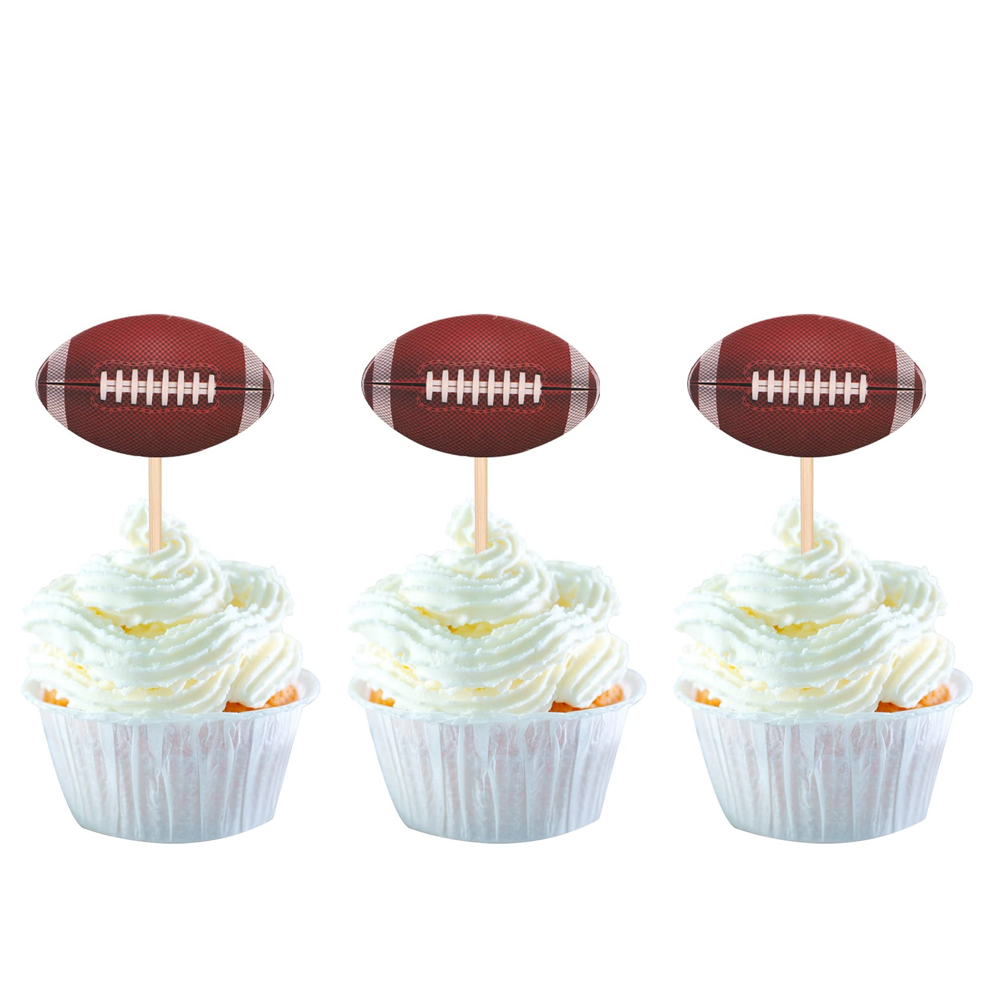 YCTHUNFISH 24 Pack American Football Cupcake Toppers for Rugby Theme Baby Shower Kids Birthday Party Decorations