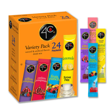 4C Powder Drink Mix Packets, Variety, 24 Count, Singles Stix On The Go, Refreshing Sugar Free Water Flavorings (2.37 Ounce (Pack Of 6))