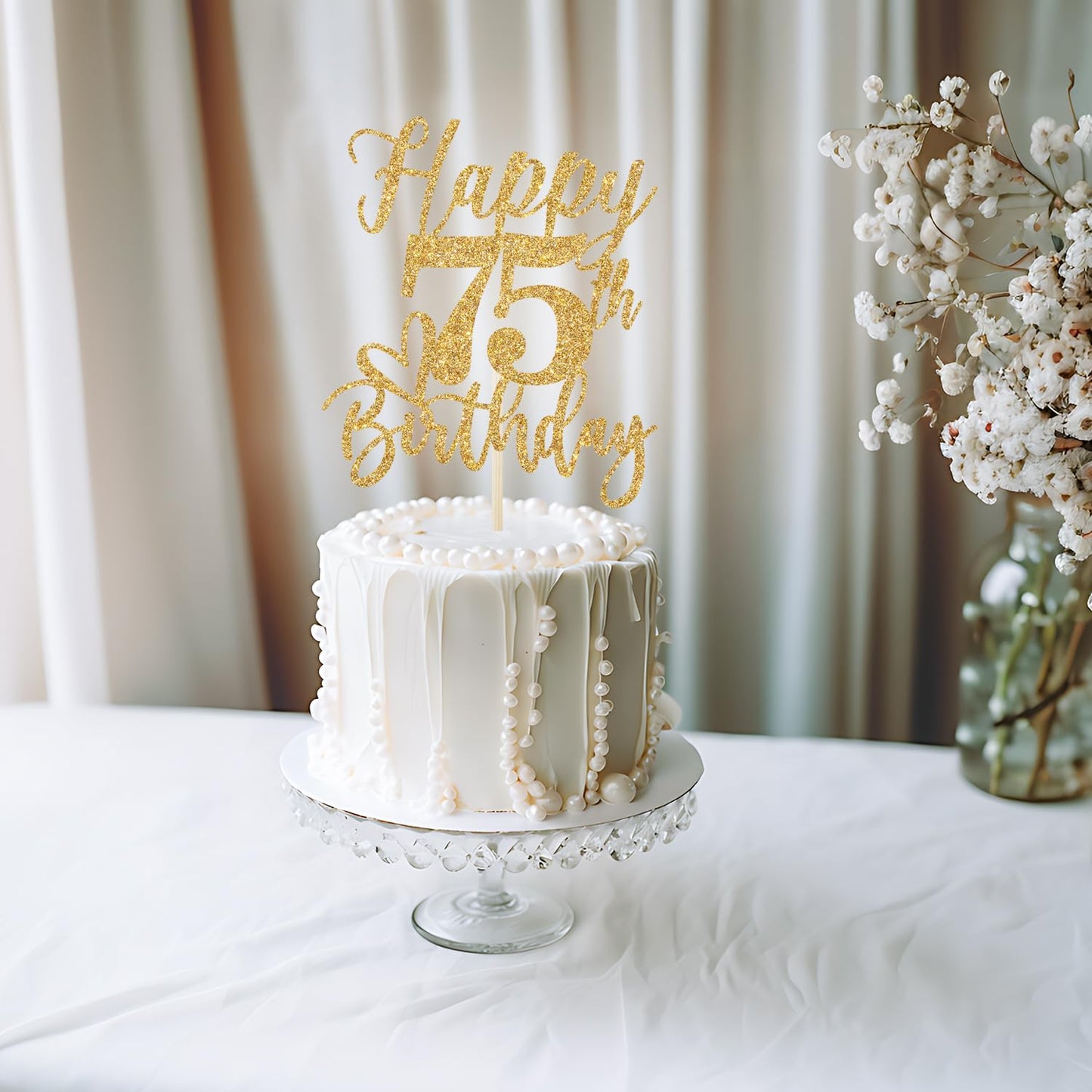 Happy 75Th Birthday Cake Topper, 75Th Birthday Cake Decorations, Cheers To 75 Years, 75 And Fabulous, 75Th Birthday Party Decora
