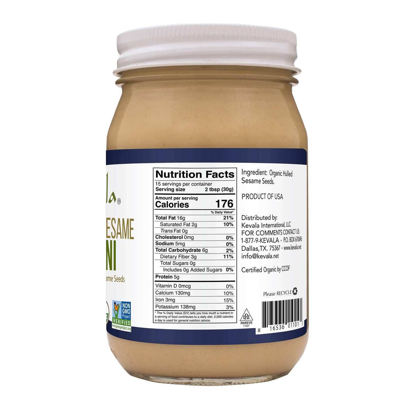 Kevala Organic Sesami Tahini, 16 Ounce