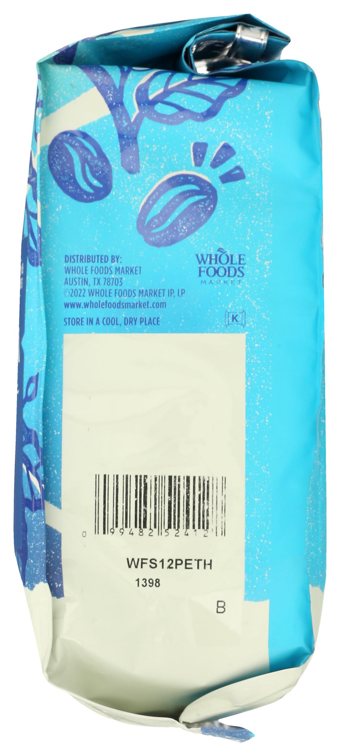 Whole Foods Market, Decaf Ethiopia Single Origin Whole Bean Coffee, Medium Roast, Cocoa Powder, Raw Honey & Dried Berries, 12 Ou
