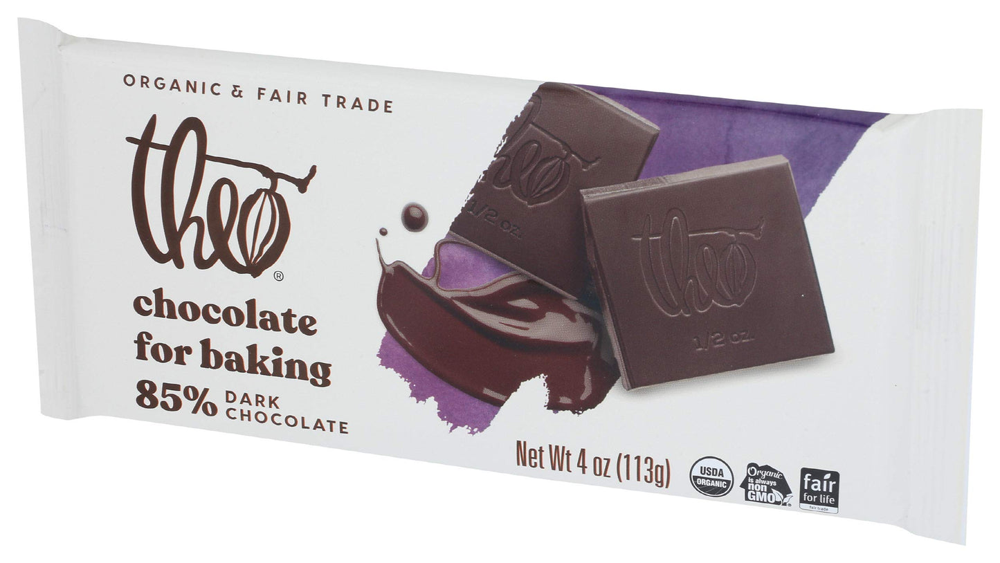 Theo Baking Bar 85% Dark Chocolate, 4 Oz