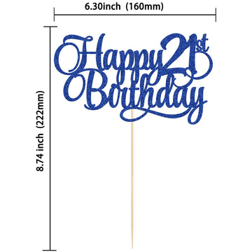 1 Pack Happy 21St Birthday Cake Topper Glitter Number 21 Twenty One Years Old Birthday Cake Pick Decoration For Celebrating 21St