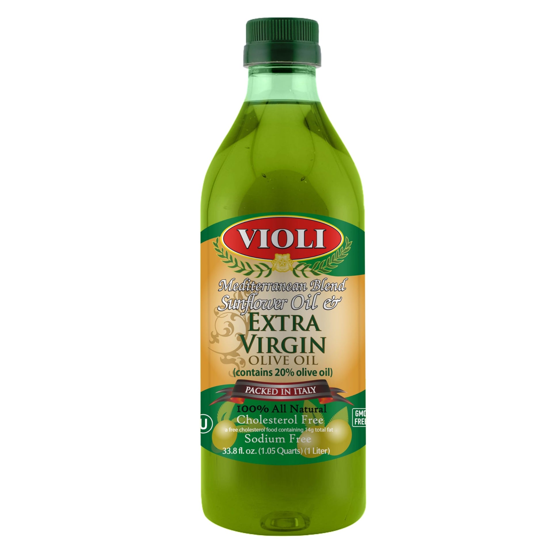 Violi Sunflower Oil & Extra Virgin Olive Oil Blend, 33.8 Fl Oz (1 Liter), Smooth Flavored Light Cooking Oil for Frying, Saut  in