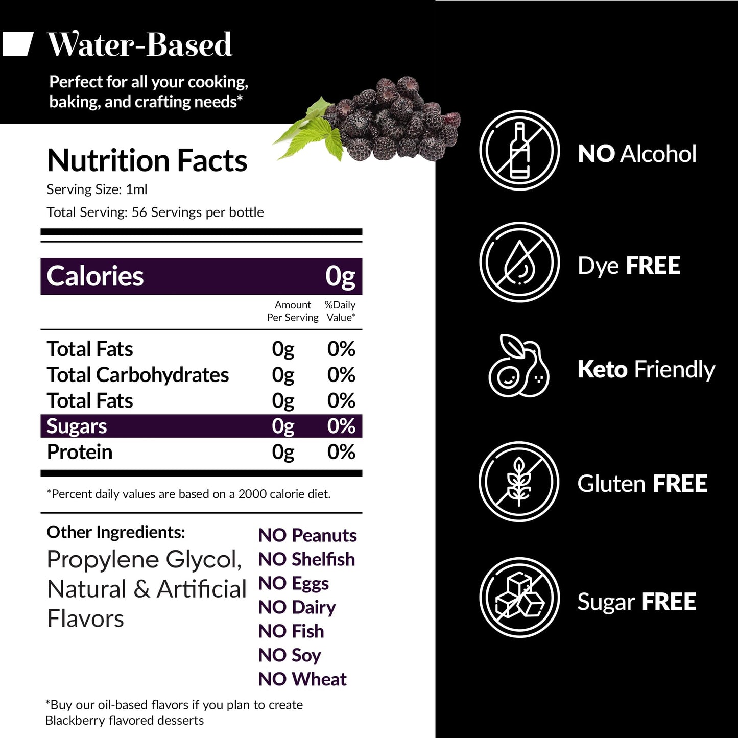 Dolce Flav Blackberry Extract - 2 Ounce Water-Soluble Multipurpose Flavoring Ideal for Baked Goods, Beverages, Coffee, Desserts