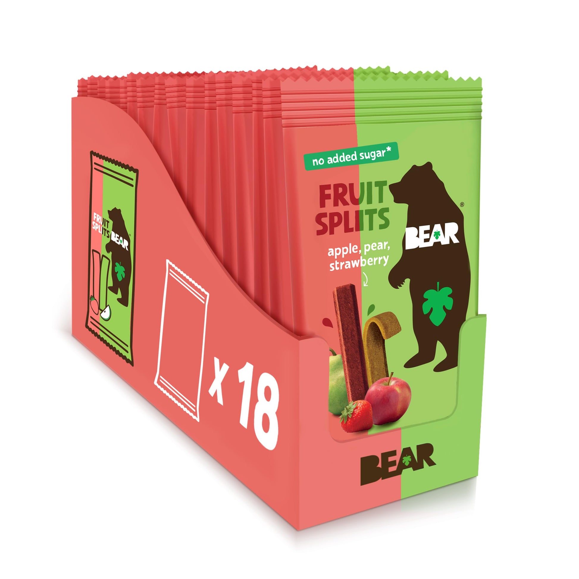 BEAR Real Fruit Snack Splits - Gluten Free, Vegan, and Non-GMO - Apple and Strawberry - Healthy School And Lunch Snacks For Kids
