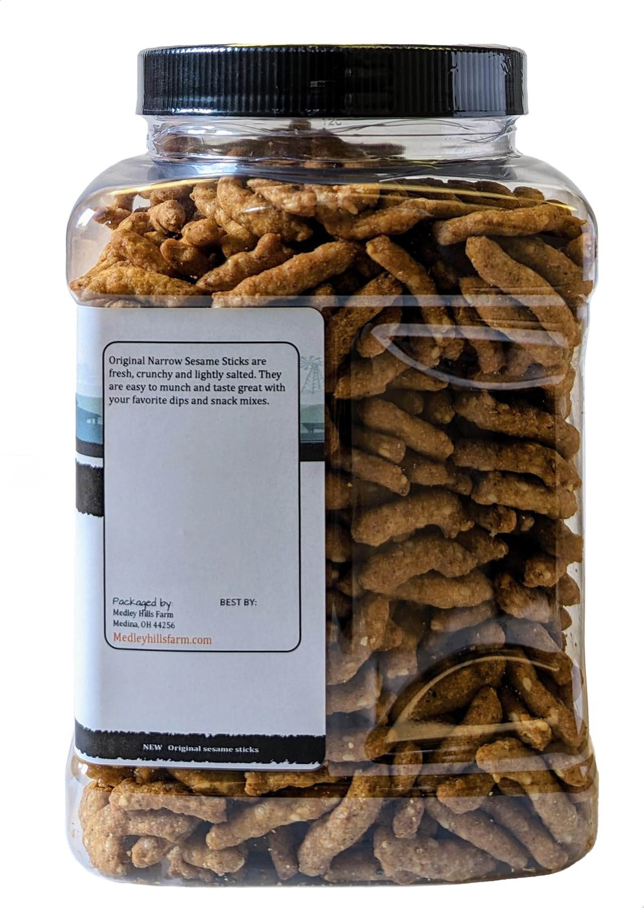 Medley Hills Farm Sesame Sticks Original Snacks - 16 Ounce Reusable Container - Delicious Midday Snack