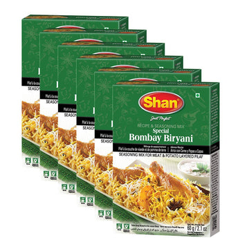 Shan Bombay Biryani Recipe & Seasoning Mix, 2.11 Oz (60G) – Authentic Indian Spice Powder For Chicken, Meat, And Potato Layered Pilaf – No Preservatives | Airtight Packaging For Freshness (Pack Of 6)