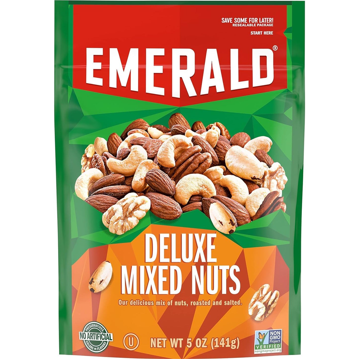 Emerald Nuts, Deluxe Mixed Nuts, 5 Oz, Resealable Bag (Pack of 3)