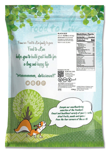 Food To Live Black Rice, 12 Pounds Whole Grain, Medium-Grain Rice, Kosher, Vegan, Bulk. Nutty, And Sweet Flavor. Rich In Antioxi