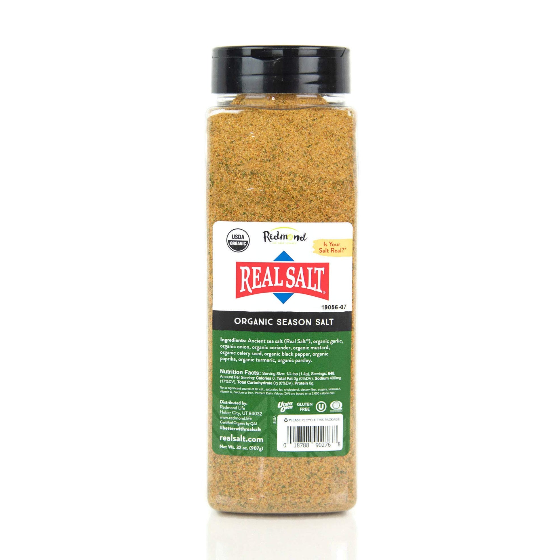 Redmond Real Sea Salt - Natural Unrefined Organic gluten Free Seasoning 32 Ounce container A A