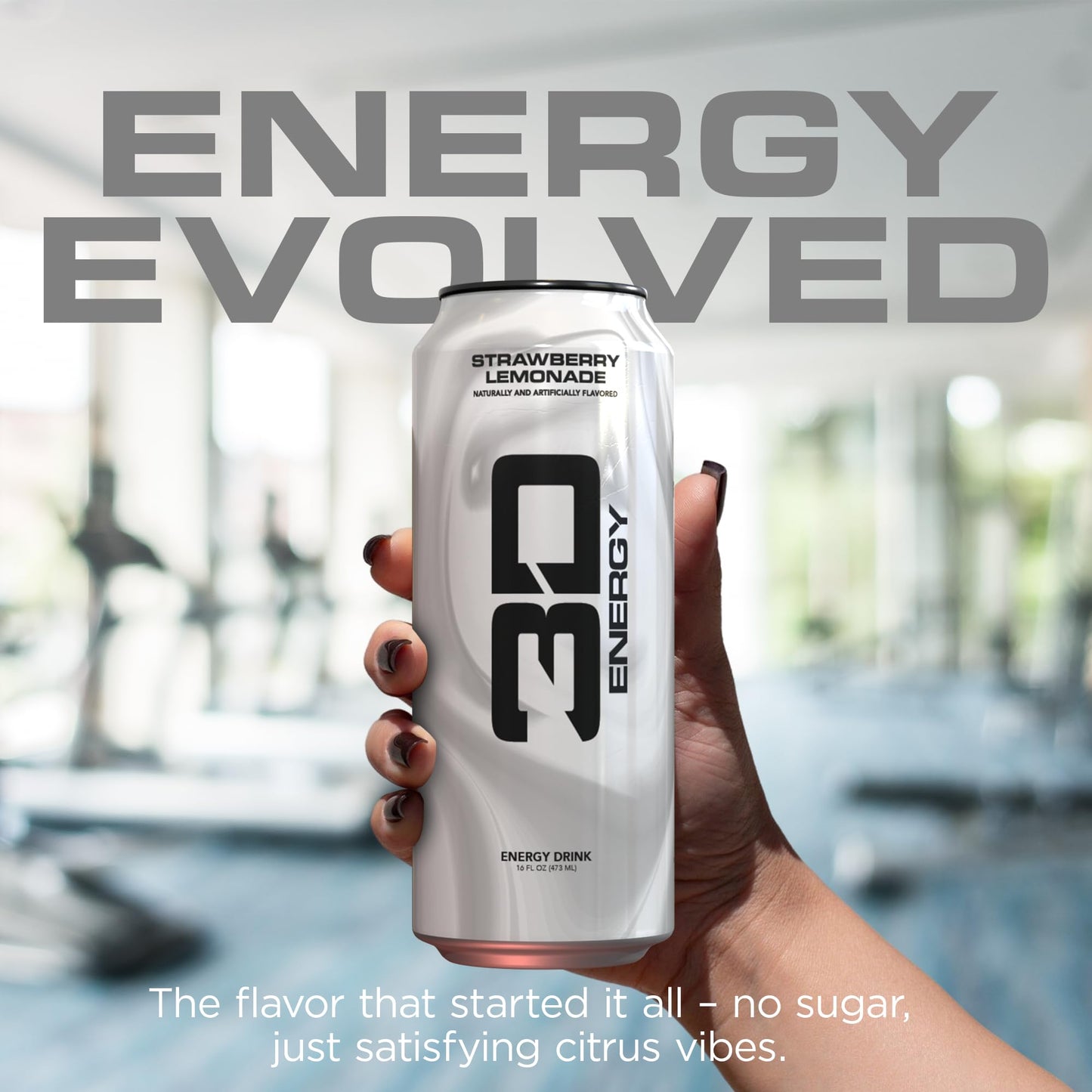 3D Energy Drink - Sugar Free  200mg Caffeine  Pre Workout  Taurine  L-Carnitine  Lightly Carbonated  16oz Cans  12 Pack - Strawberry Lemonade