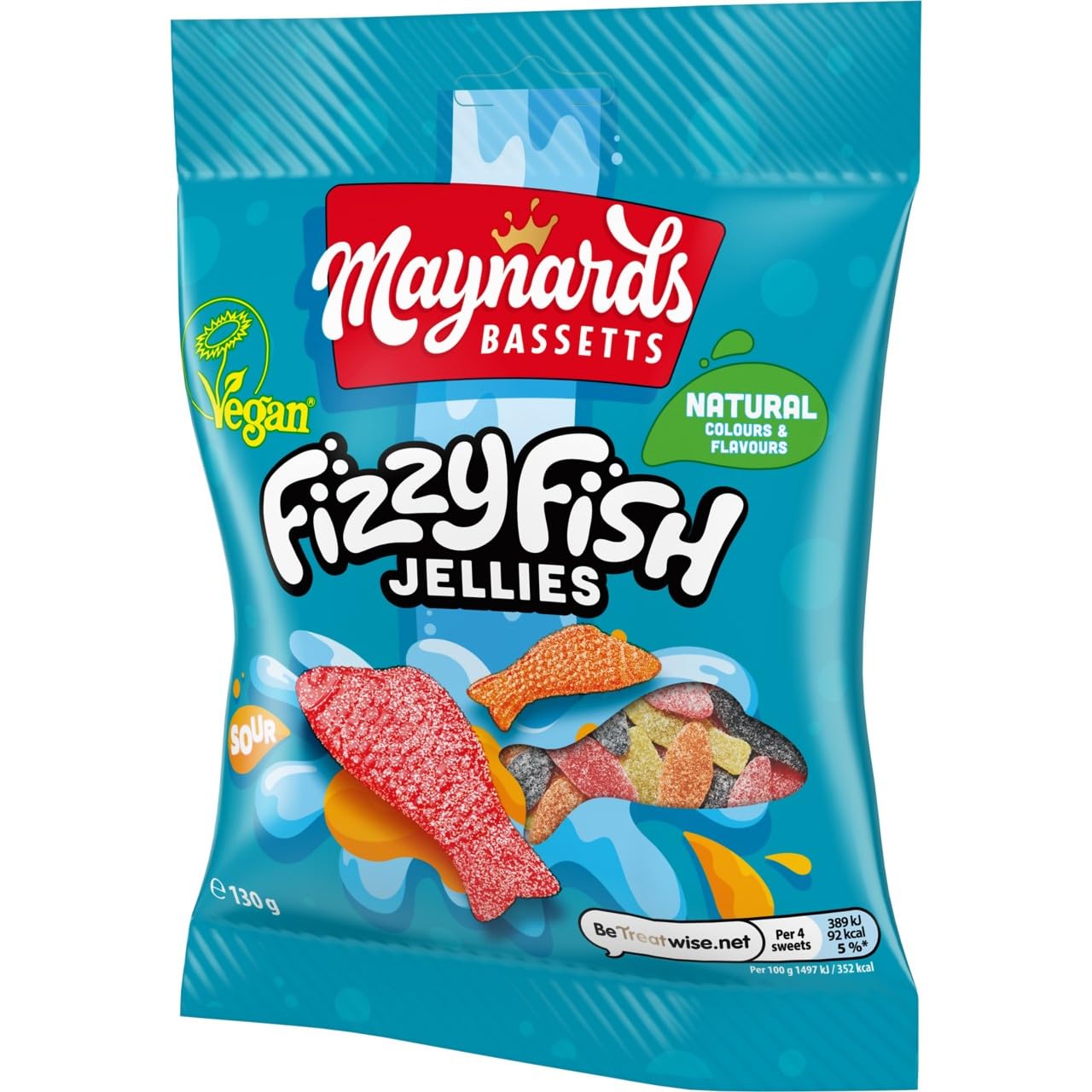 Maynards Bassetts Fizzy Fish Soft Jellies Sweets Bag, 130G