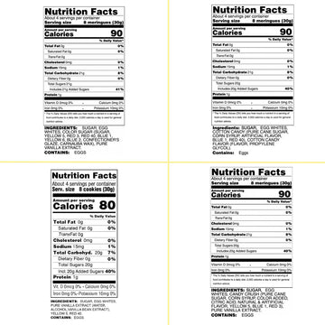 Krunchy Melts Meringue Cookies 4-Pack - Birthday Cake, Cotton Candy, Rainbow Vanilla, Vanilla Sprinkles - 16 oz, Gluten Free, Low Fat