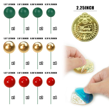 25 Pcs Balls Cake Topper Merry Christmas Cupcake Topper Colorful Pearl Ball Cake Picks For Diy Cake Insert Decorations Winter Xm