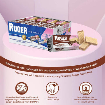 Ruger Sugar Free Chocolate Wafers 1.6 Ounce (Pack Of 12)