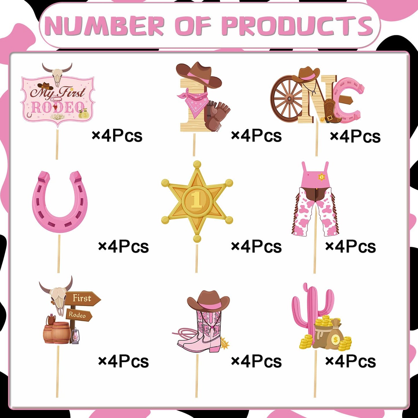 Wxiben My First Rodeo Decorations Girls - 36Pcs First Rodeo Birthday Decorations Girl Western Cowgirl 1St Birthday Party Cupcake