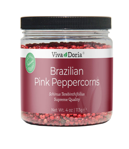 Viva Doria Brazilian Pink Peppercorns, Steam Sterilized Whole Pink Pepper, 4 Oz