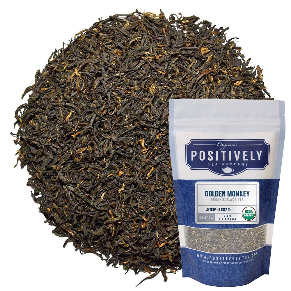 Organic Positively Tea Company  Golden Monkey Black Tea  Loose Leaf  4 Ounce