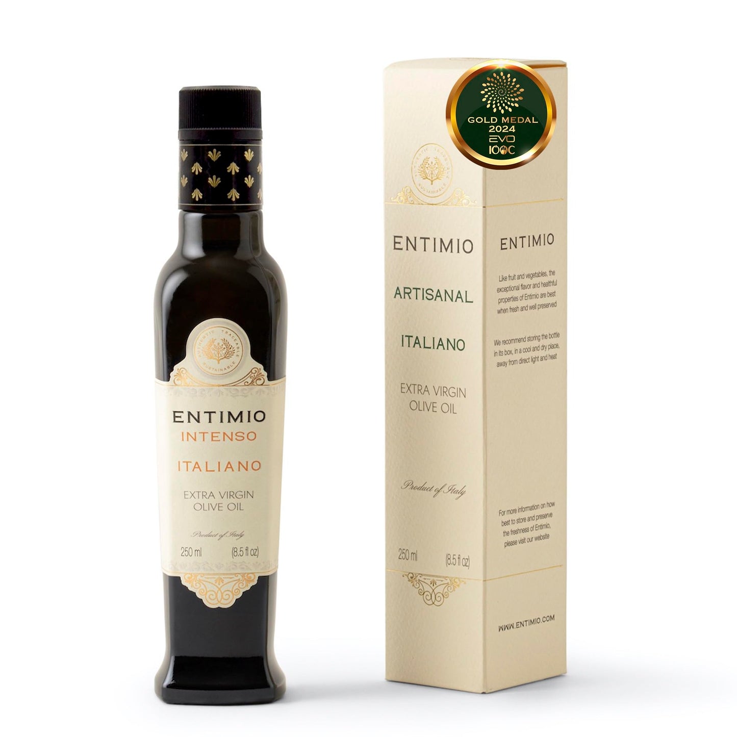 Entimio Intenso - Tuscany Green Robust Extra Virgin Olive Oil Organic, Italian Olive Oil From Italy, 2024 Gold Medal, 600+ Mg/Kg