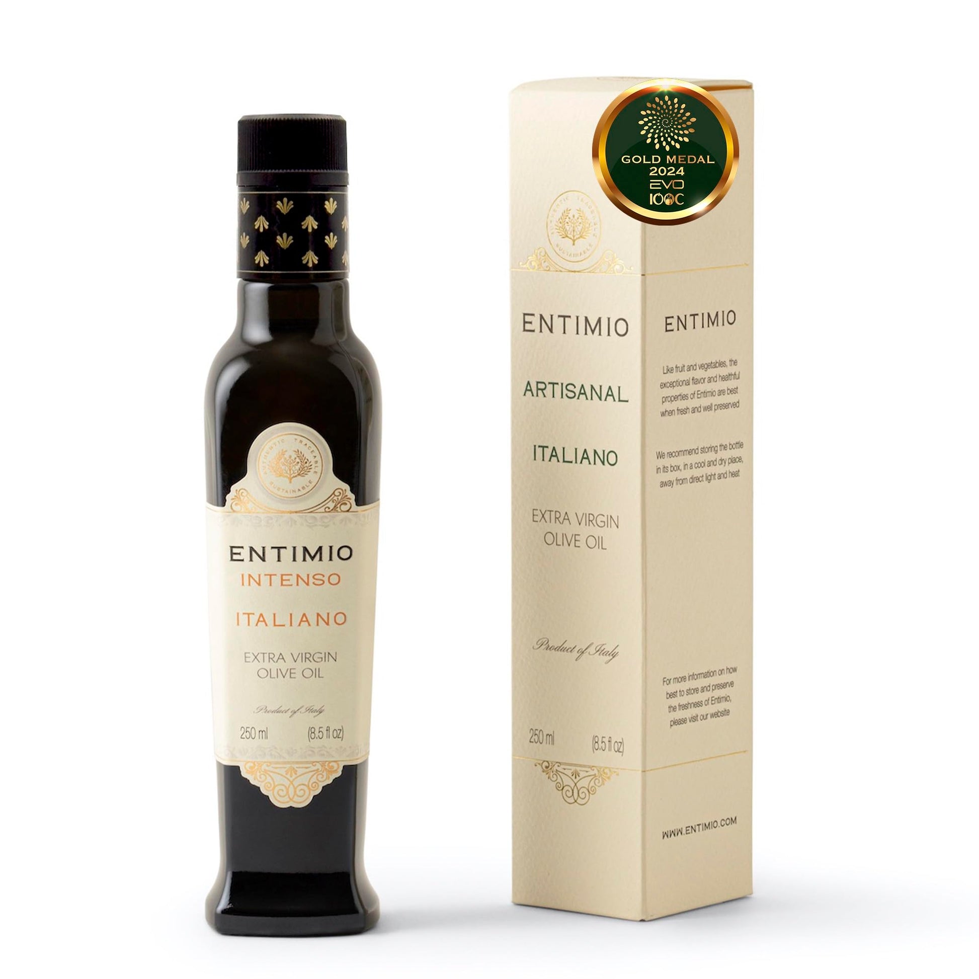 Entimio Intenso - Tuscany Green Robust Extra Virgin Olive Oil Organic, Italian Olive Oil From Italy, 2024 Gold Medal, 600+ Mg/Kg