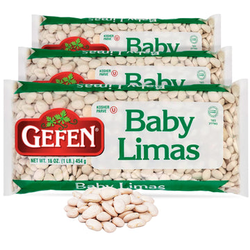 Gefen Quality Baby Lima Beans, 16oz (3 Pack) Great in Salads, Casseroles, Soups and Stews | Certified Kosher