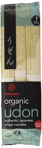 Hakubaku Organic Udon Authentic Japanese Wheat Noodles No Salt Added 9.5 Ounce