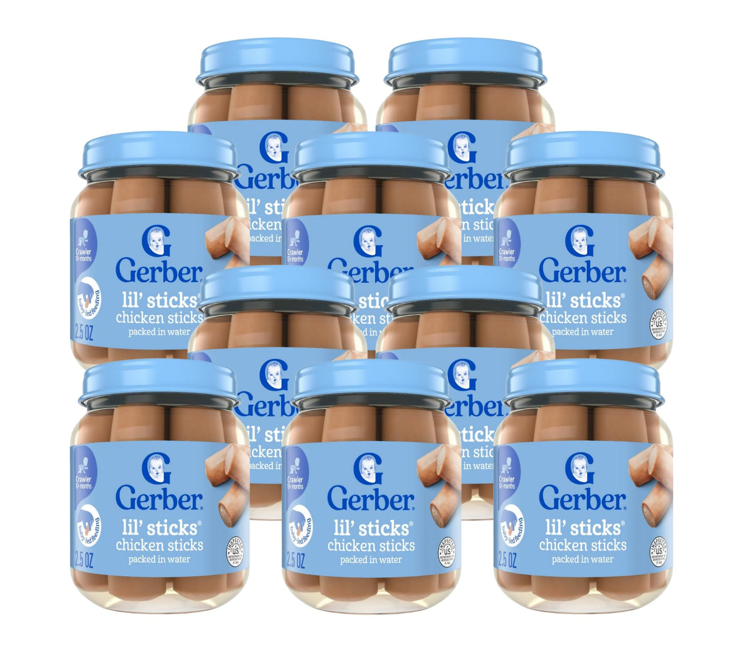 Gerber Mealtime For Baby Lil Sticks, Chicken Sticks, Packed In Water, No Nitrates Or Nitrites Added, For Crawlers 10 Months & Up