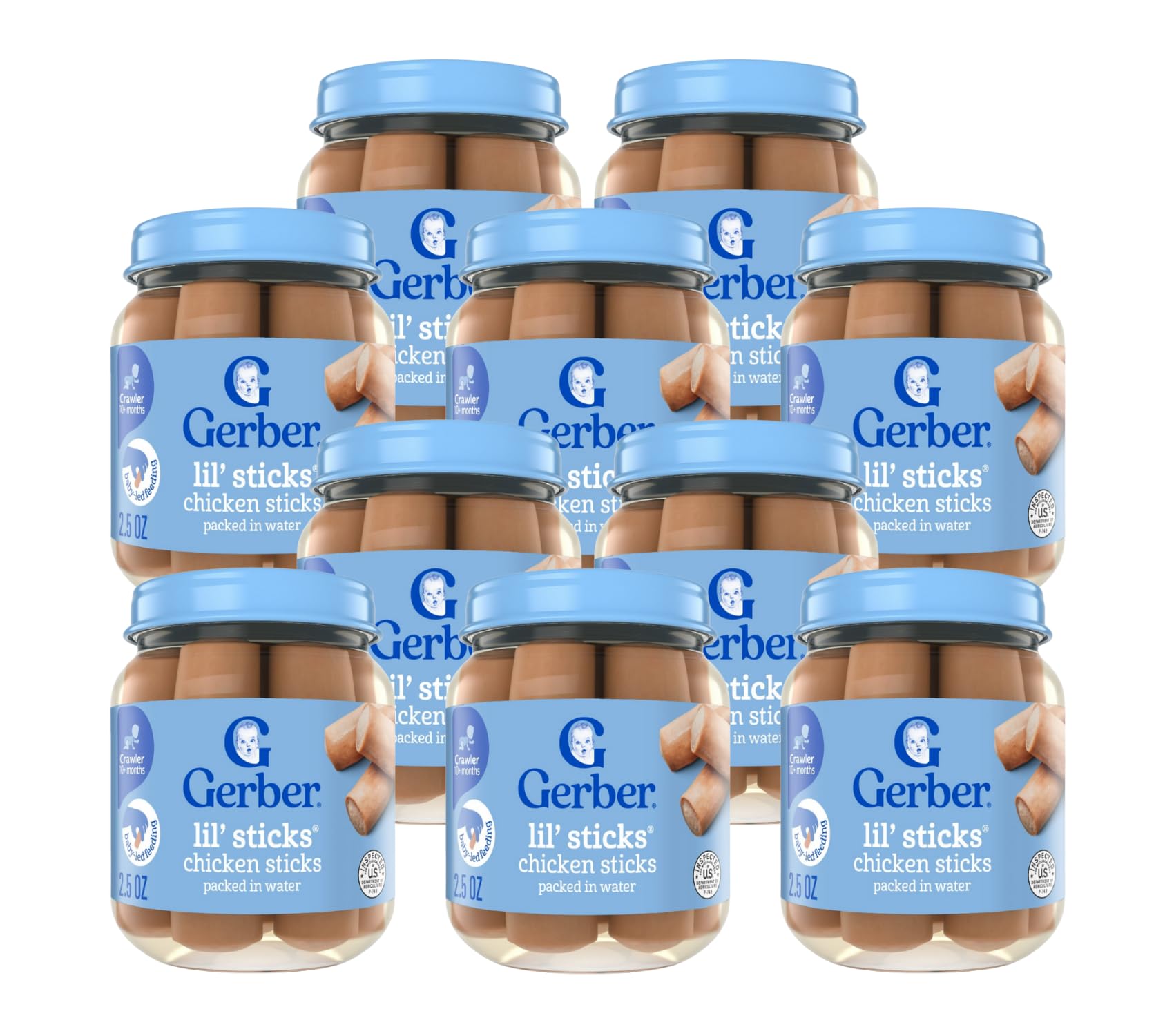 Gerber Mealtime For Baby Lil Sticks, Chicken Sticks, Packed In Water, No Nitrates Or Nitrites Added, For Crawlers 10 Months & Up