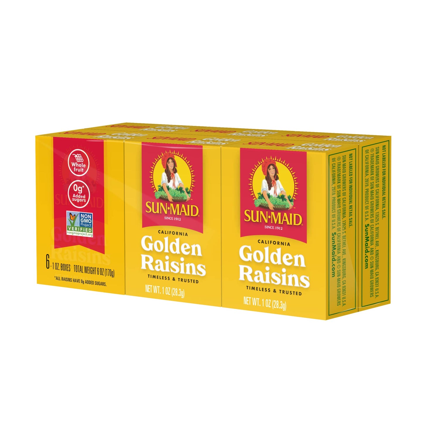 Sun-Maid California Golden Raisins - (72 Pack) 1 oz Snack-Size Box - Dried Fruit Snack for Lunches, Snacks, and Natural Sweetene