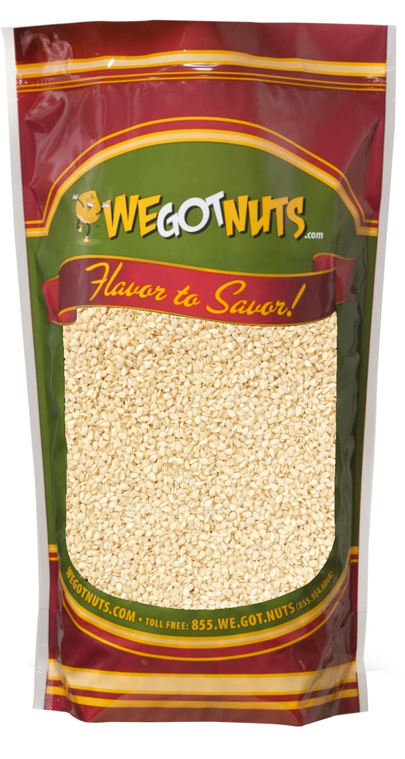 We Got Nuts White Hulled Sesame Seeds 5 Lbs (80Oz) Bag | No Preservatives Added, Non-Gmo, 100% Natural With No Shell | For Bakin