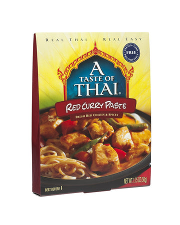 A Taste of Thai Red Curry Paste - 1.75 oz Pack of 6 Ready-to-Use Mix | Flavored with Classic Thai Spices | Use as Rub Marinade D