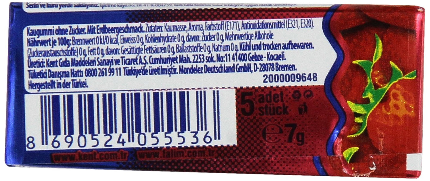 Falim Sugarless Plain Gum, Strawberry Flavored, 100 Piece