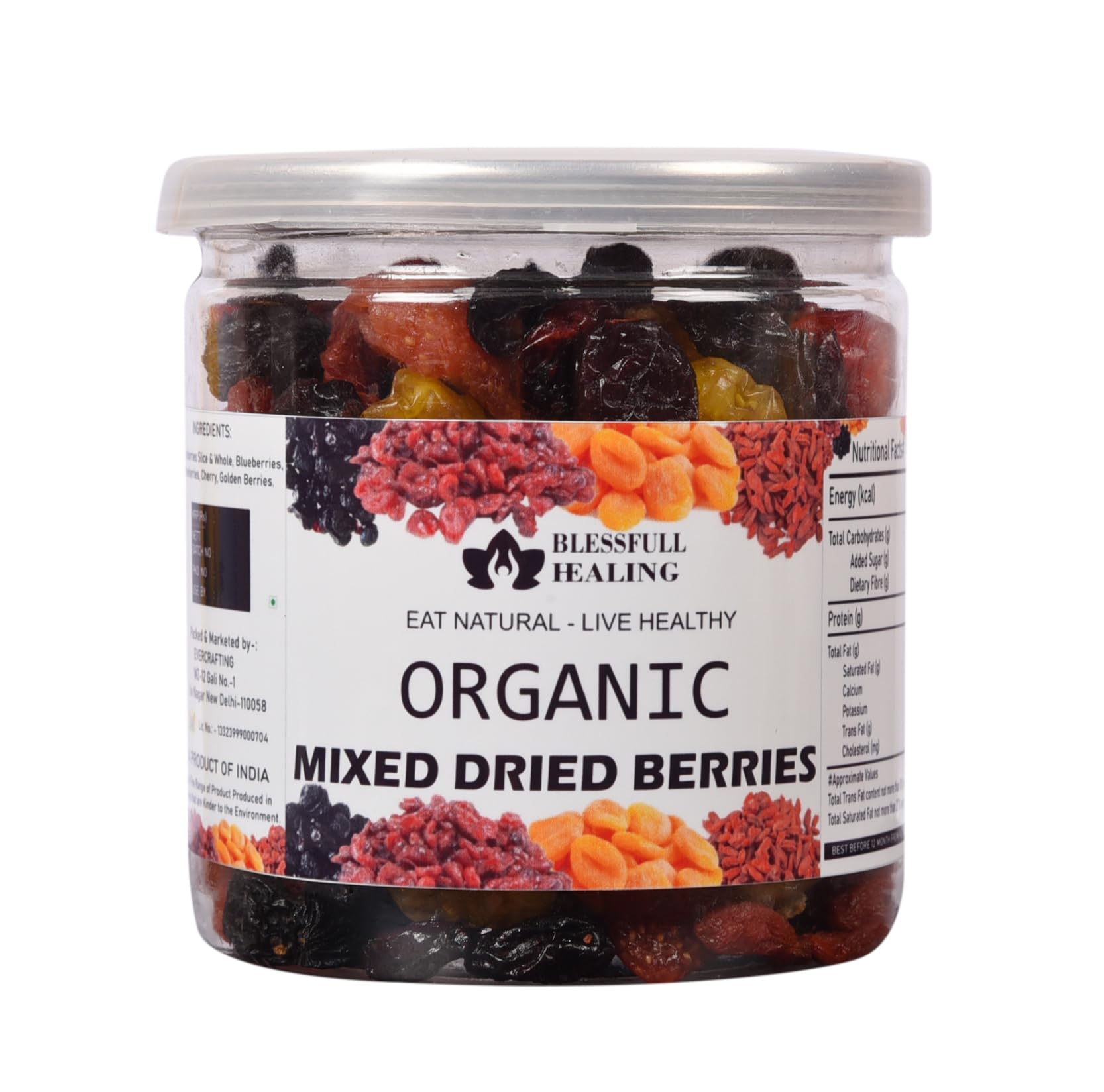 Blessfull Healing Organice Mixed Dried Berries 1 lb (453 Gram) Airtight Container