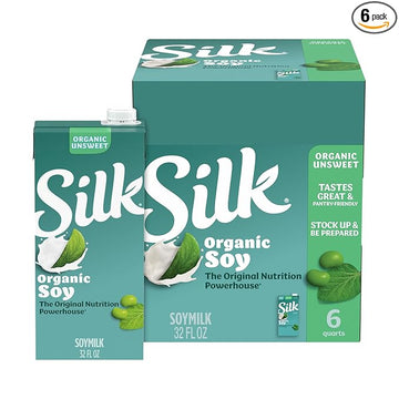 Silk Shelf-Stable Organic Soy Milk, Unsweetened, Dairy-Free, Vegan, Non-GMO Project Verified,32 Fl Oz(Pack of 6)