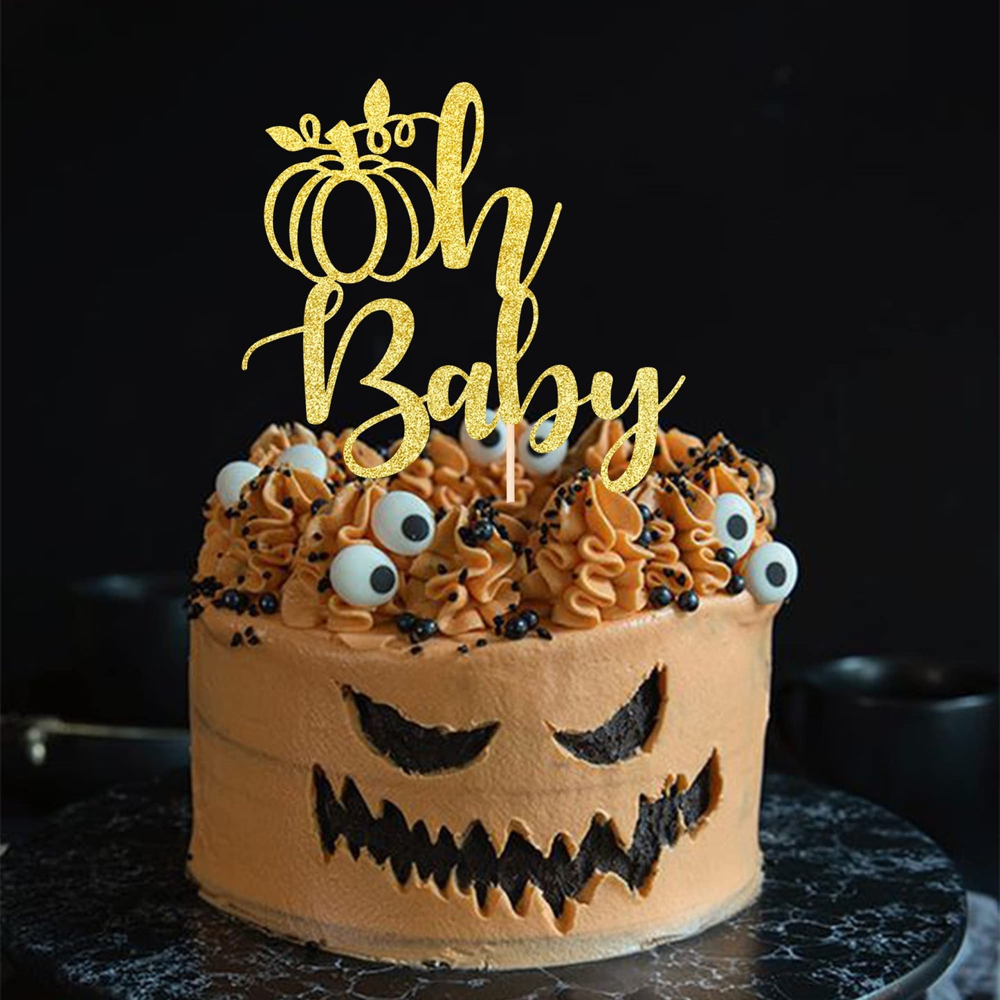 1 Pcs Pumpkin Oh Baby Cake Topper Glitter Fall Theme Pumpkin Baby Shower Cake Pick Decorations For Baby Shower Kids Birthday Tha