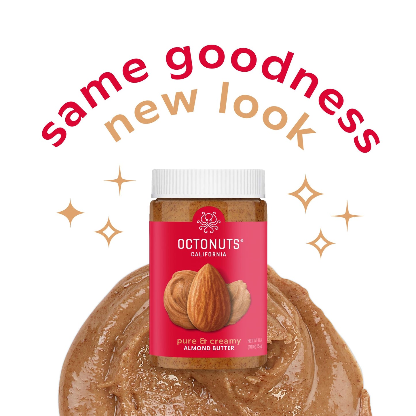 Octonuts Dry Roasted Pure Almond Nut Butter 16oz - Pure Creamy Nut Butter - Gluten Free, Vegan, Kosher, Paleo, Non-GMO Nut Butte