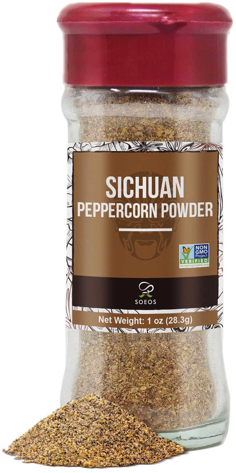 Soeos Sichuan Peppercorn Powder 1oz (28.3g), Non-GMO Verified, Szechuan Peppercorn, Ground Sichuan Green Peppercorns, Green Sich