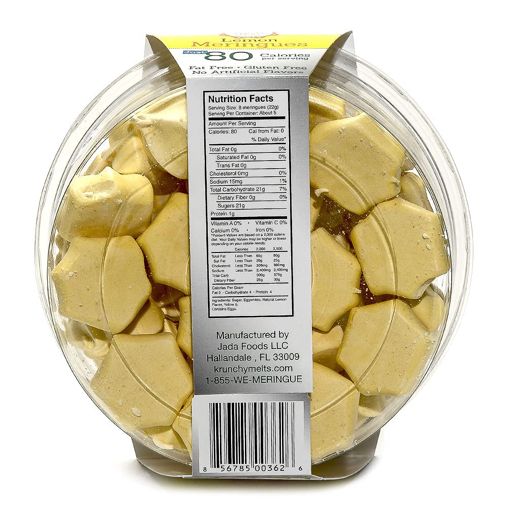 Krunchy Melts Original Meringue Cookies | Lemon Flavor | Only 80 Calories Per Serving | Fat Free, Gluten Free, Dairy Free (4 Oz)